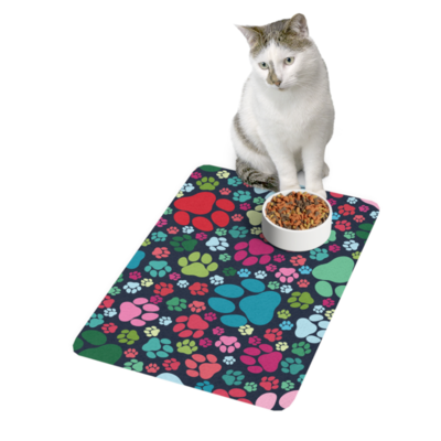 Pet Food Mat (12x18) Choice of 8 patterns Non-slip rubber base - image1